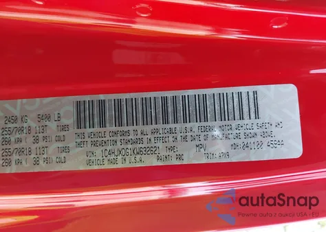 2019 Jeep Wrangler Unlimited Sport Altitude 4X4 z USA, uszkodzony, nr VIN 1C4HJXDG1KW632621